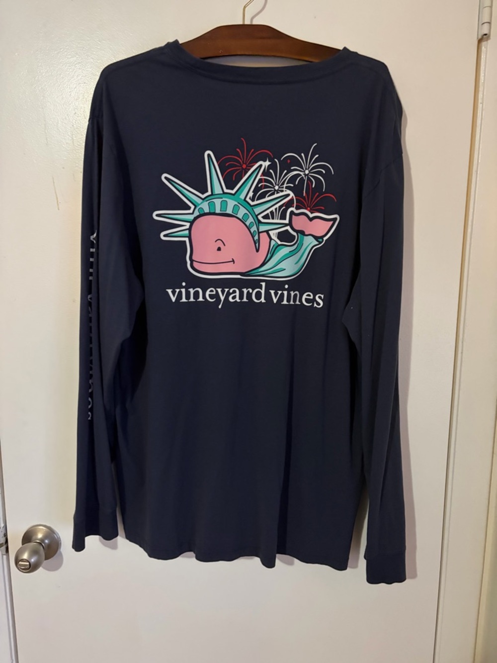 Vineyard Vines Navy Long-Sleeve Liberty Whale Graphic Tee